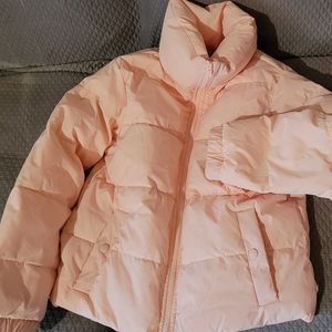 Art Class Girls' High Neck Cropped Puffer Jacket Coral